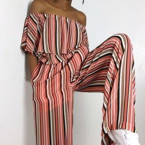 New York & Company Striped Jumpsuit